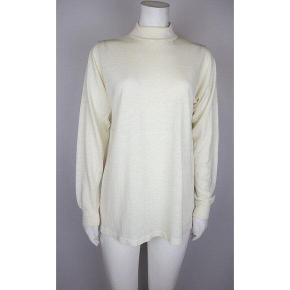 VINTAGE WOMEN'S IVORY TURTLENECK SWEATER - PENNLEIGH - THIN FABRIC - SIZE XL - Picture 1 of 5